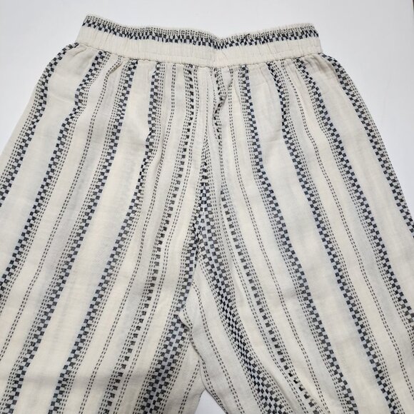 Madewell Ivory Stripe Cotton Gauze High Rise Pull On Tapered Pants - Picture 3 of 6